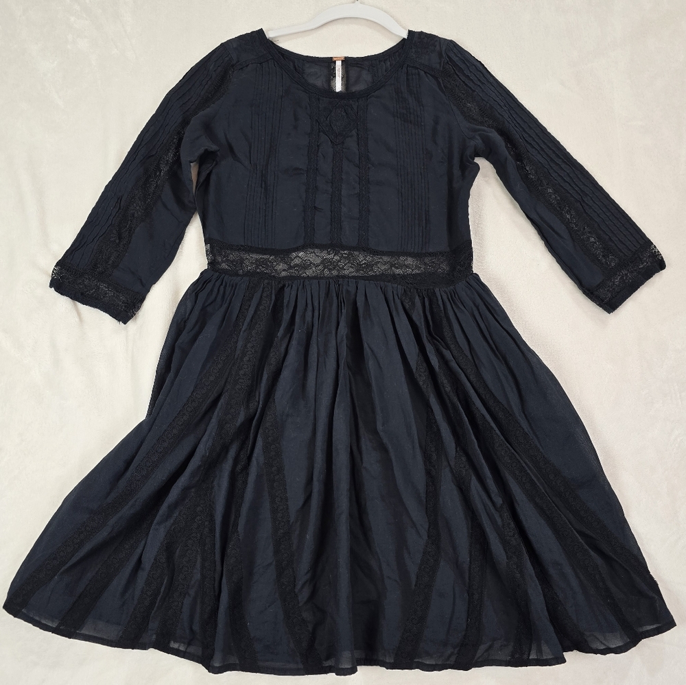 Free People Black Lace Trim Dress
